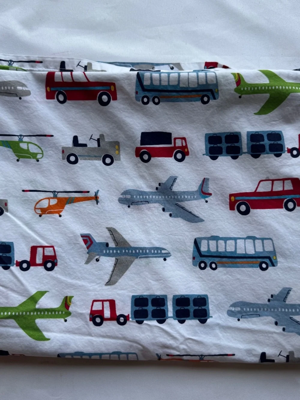 Pottery Barn Kids Twin Flat Sheet Planes Trucks Cars Organic Cotton
